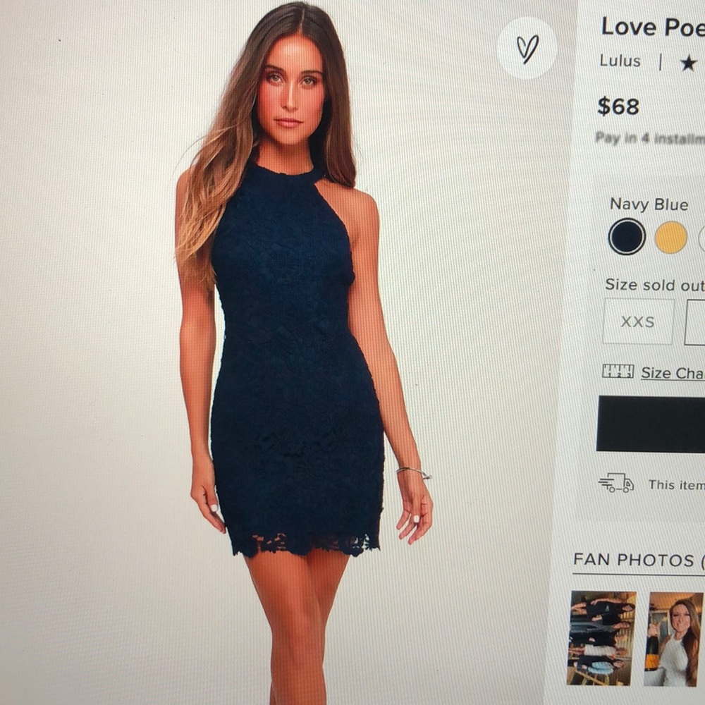 Lulus Navy Blue Lace Dress